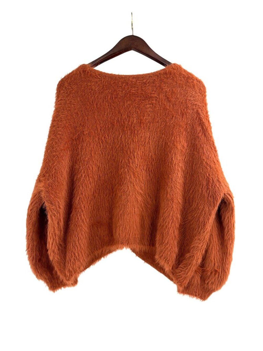 Elan Womens Medium Sweater Cozy Rust Orange Open Back Batwing Oversize Boho
